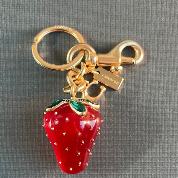 Coach Gold and Red Strawberry Keychain/bag charm - Picture 1 of 2